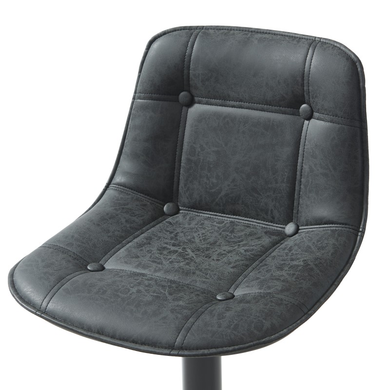 Lot de 2 tabourets TOM en PU noir avec pieds noir