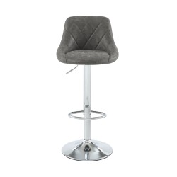 Lot de 2 tabourets MATT en PU gris avec pieds argenté