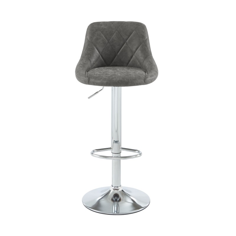 Lot de 2 tabourets MATT en PU gris avec pieds argenté