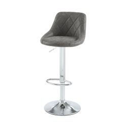 Lot de 2 tabourets MATT en PU gris avec pieds argenté