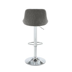 Lot de 2 tabourets MATT en PU gris avec pieds argenté