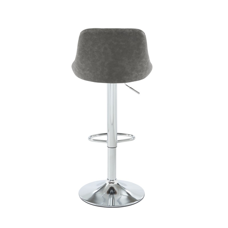 Lot de 2 tabourets MATT en PU gris avec pieds argenté