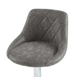 Lot de 2 tabourets MATT en PU gris avec pieds argenté