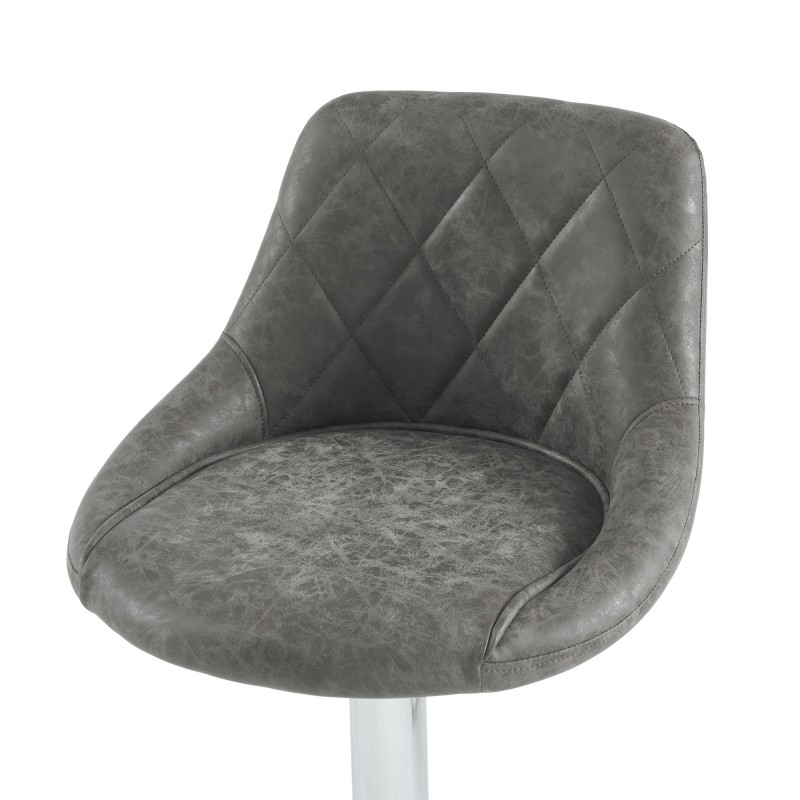 Lot de 2 tabourets MATT en PU gris avec pieds argenté
