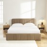 Lit coffre SIMI velours marron 160x200 sommier inclus