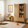 Armoire PABLO effet bois et cannage rotin 1 porte et 1 tiroir