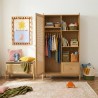 Armoire PABLO effet bois et cannage rotin 1 porte et 1 tiroir