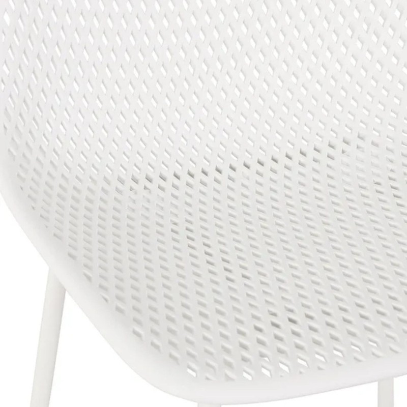 Lot de 4 tabourets de bar perforés LOKI blancs