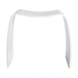 Tabouret bas d'appoint MOJO en bois blanc, vue de face