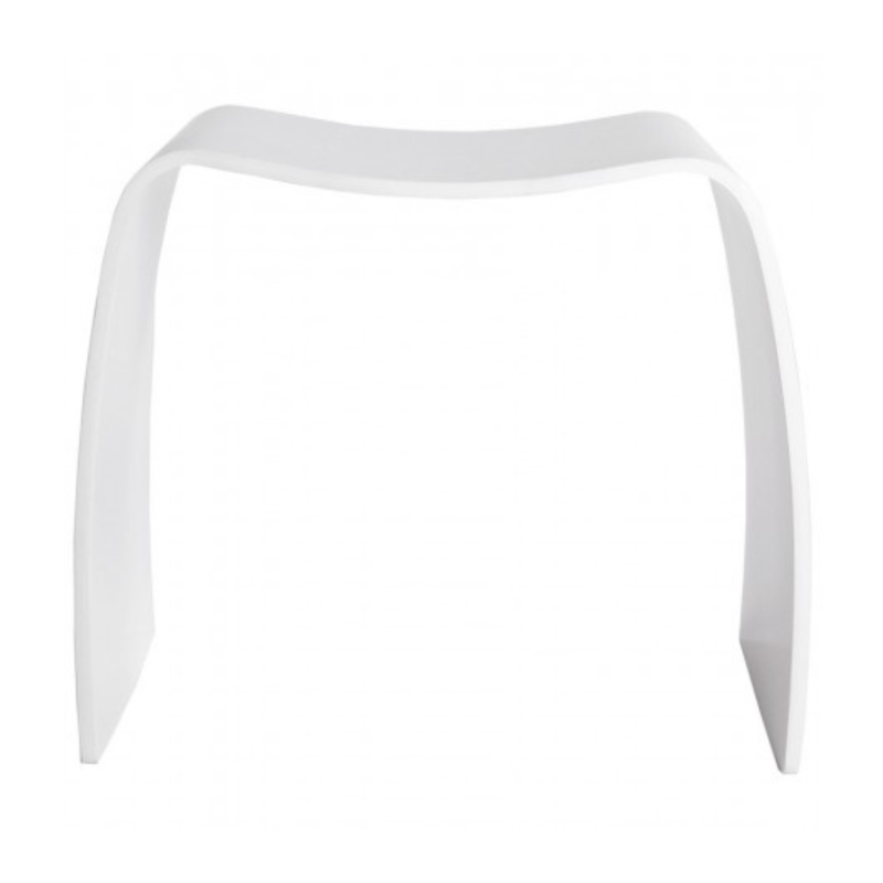 Tabouret bas d'appoint MOJO en bois blanc, vue de face