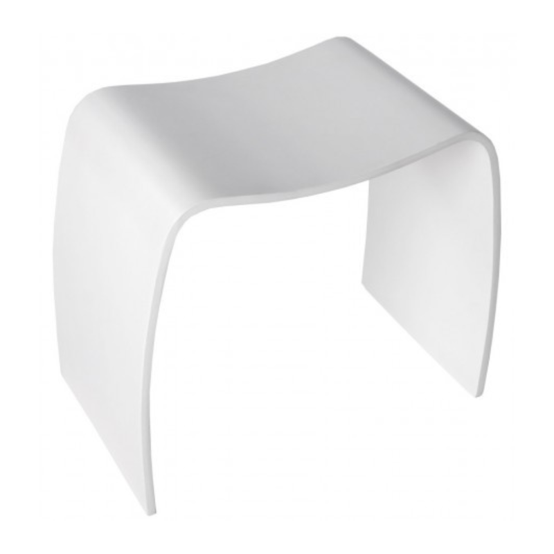 Tabouret bas d'appoint MOJO en bois blanc, vue du dessus