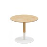 Packshot table basse ronde DILA H40 bois naturel et métal blanc sur fond blanc