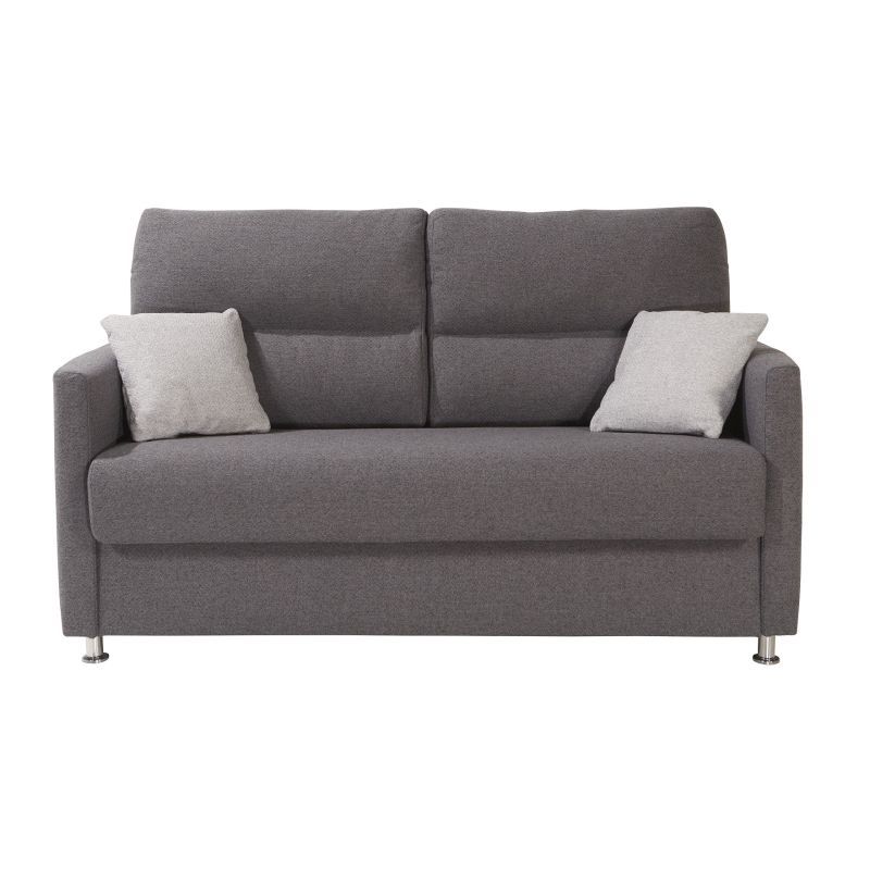 ATHENA Canapé convertible 3 places gris dauphin Rapido Dunlopillo 20cm
